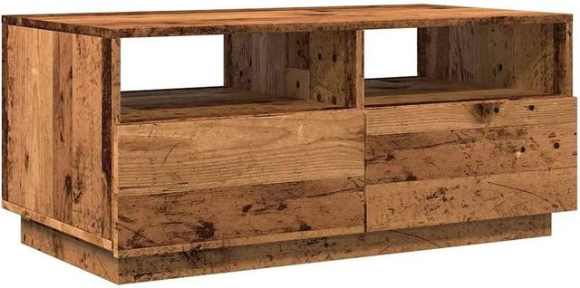 vidaXL Couchtisch mit LED-Leuchten in Altholz-Optik, modern und rechteckig, Farbe: Braun, B/T/H: 90 x 49 x 40 cm - Bild 1