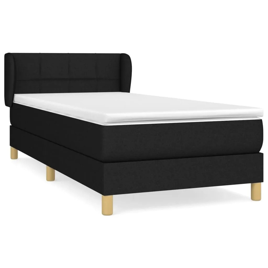 vidaXL Boxspringbett mit Matratze Hybrid-System in Schwarz aus Stoff und Lärchenholz, B/T: 100 x 200 cm - Bild 2