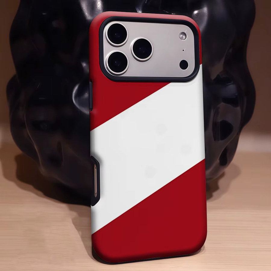 Potdemiel Horizon Handyhülle für iPhone 17 16 15 14 13 Pro Max Plus, rot-weiße magnetische doppelschichtige robuste Hülle - Bild 3
