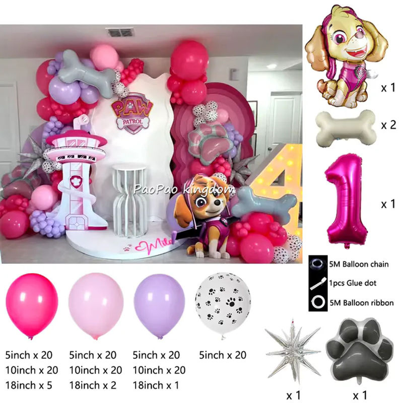 PAW Patrol Ballon-Set für Kindergeburtstage mit mehrfarbigen Aluminiumfolienballons und Bogen-Girlande zur Dekoration - Bild 2