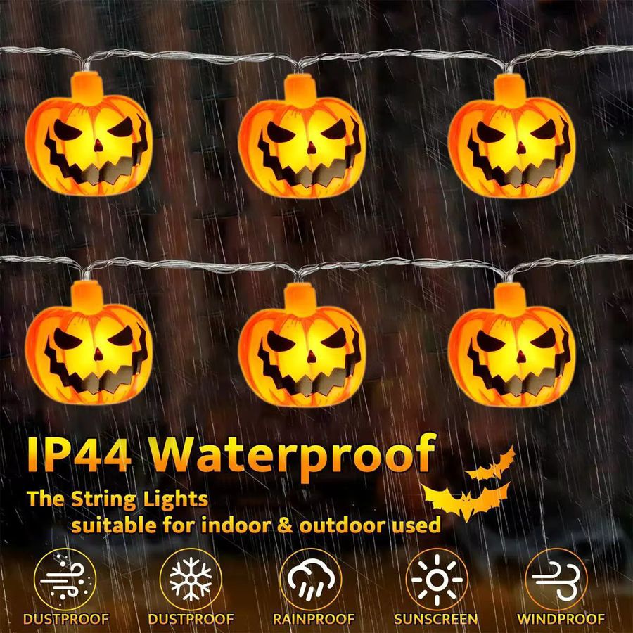Peach Forest LED Halloween Kürbis Lichterkette mit 10 LEDs batteriebetrieben für Haus und Garten - Bild 2