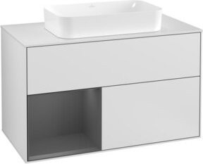 Villeroy & Boch Waschtischunterschrank Finion mit Abdeckplatte in Weiß und Anthrazit, B/T: 100 x 50,1 cm - Bild 1