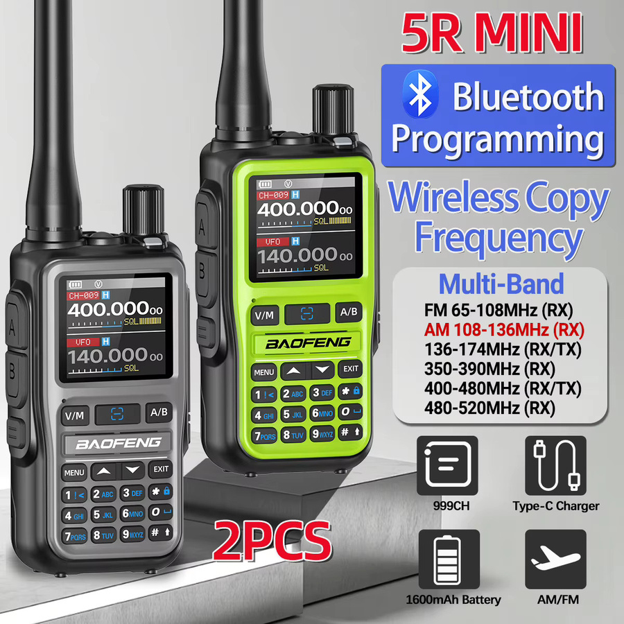 Baofeng UV-5R Mini Walkie Talkie mit Bluetooth und Typ-C, Amateurfunk Funkgerät AM/FM in Schwarz oder Grau - Bild 7