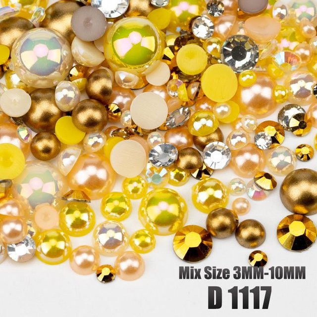 VDD Harz-Strasssteine in Gold, halbrunde AB-Perlen mit flacher Rückseite für DIY-Dekoration und Nagelkunst, 30 g - Bild 1