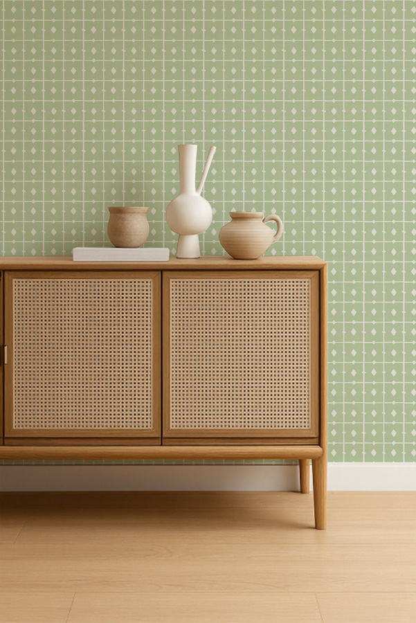 Scion Tapetenfliesen Abstract Geometric Modern in Pea Green aus Vlies - Bild 2