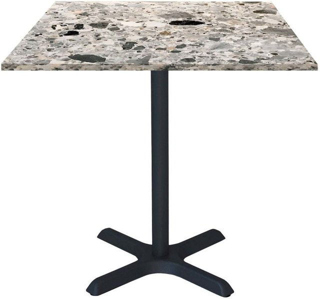 RestooTab Tisch Dina quadratisch in Grau Terrazzo mit schwarzem Gestell, B/T/H: 70 x 70 x 74 cm - Bild 1