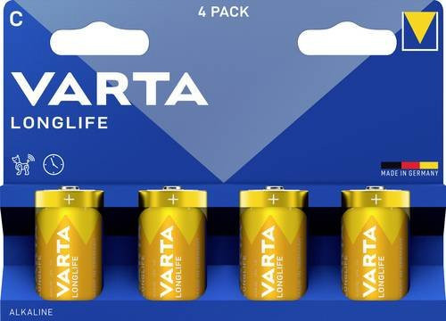 Varta Longlife C Baby Batterien LR14 Alkali-Mangan 1,5V, 4 Stück - Bild 1