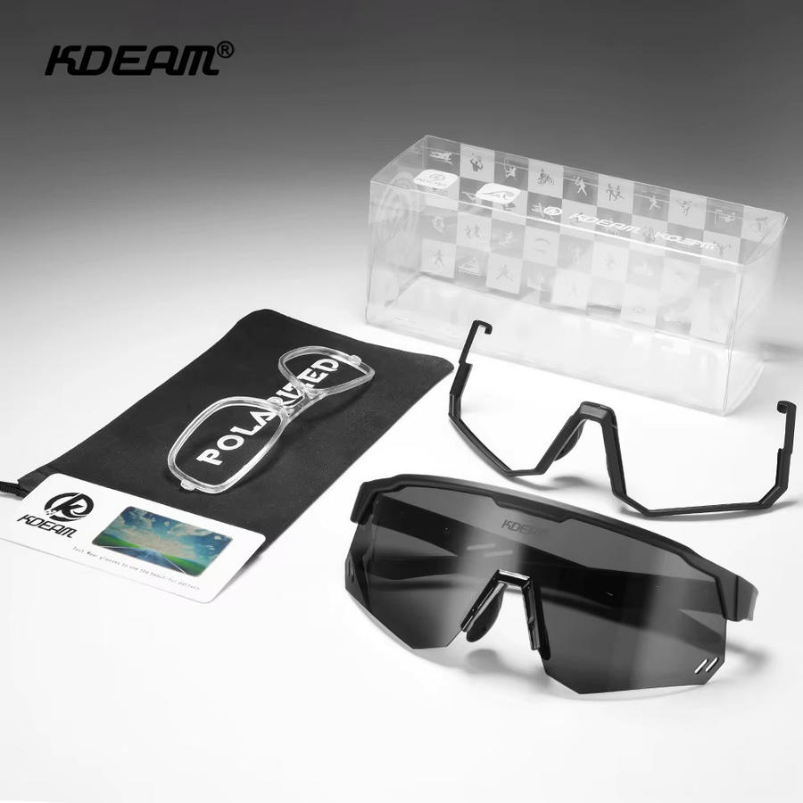Kdeam Sportsonnenbrille, Herren, Vollrand, Tr90, schwarz, polarisiert - Bild 4