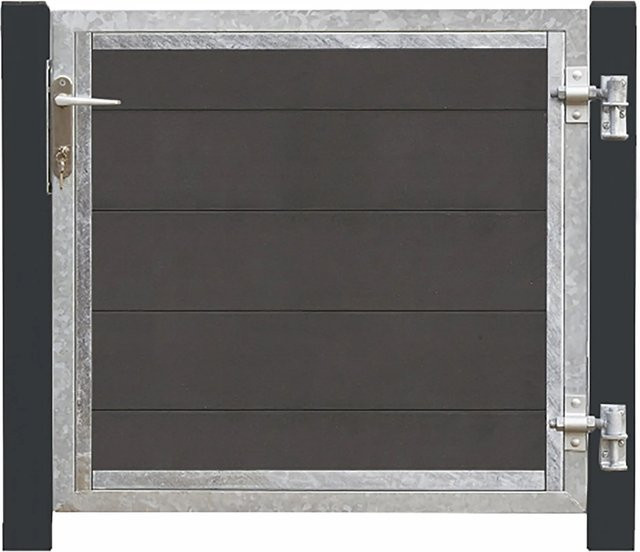 Plus WPC Einzeltor Futura in Schiefergrau mit Pfosten Grauschwarz B: 91 cm, H: 115 cm - Bild 1