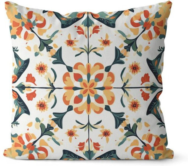Bunter Kissenbezug mit Blumenmuster aus Peach Skin für Sofa und Schlafzimmer, Multicolor, B/B: 18 x 18 cm - Bild 1