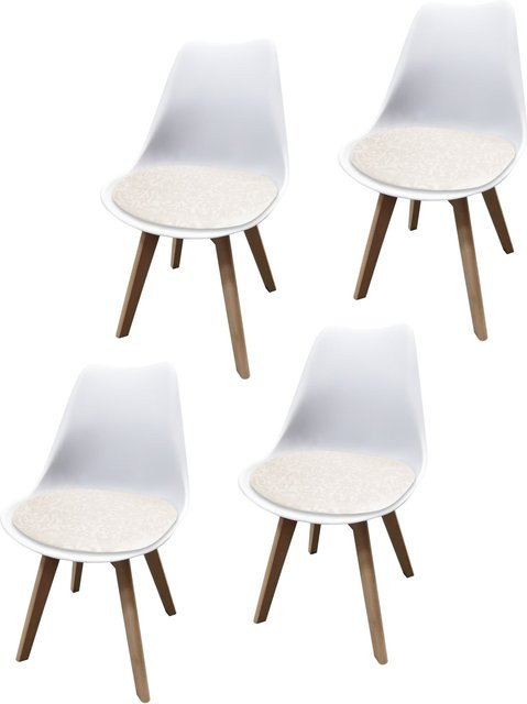 HTI-Living Stuhl Atlanta 4er-Set aus Kunstleder mit Muster in Weiß - Bild 1