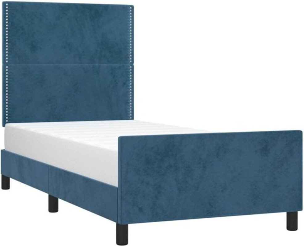 Vidaxl Polsterbett aus Samt in Blau, modernes Bettgestell ohne Matratze, B/T: 100 x 200 cm - Bild 1