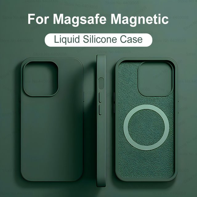 MagSafe Silikon Schutzhülle von WANZP für iPhone 15 14 13 12 Pro Max Plus, Magnetisches Softcover in Blau - Bild 1