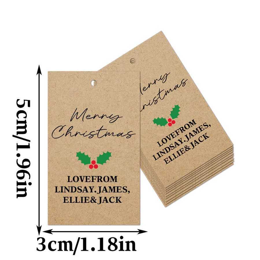 WEIGAO Weihnachtsgeschenk-Anhänger mit individuellem Text, rechteckige Geschenkanhänger mit Kordel zur Weihnachtsdekoration, 25 oder 45 Stück - Bild 2