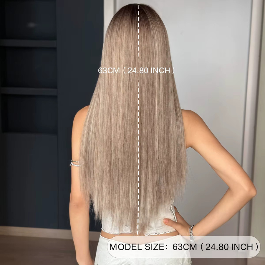 7JHH WIGS Perücke, lange gerade, aschbraun, synthetisch, Damen - Bild 4
