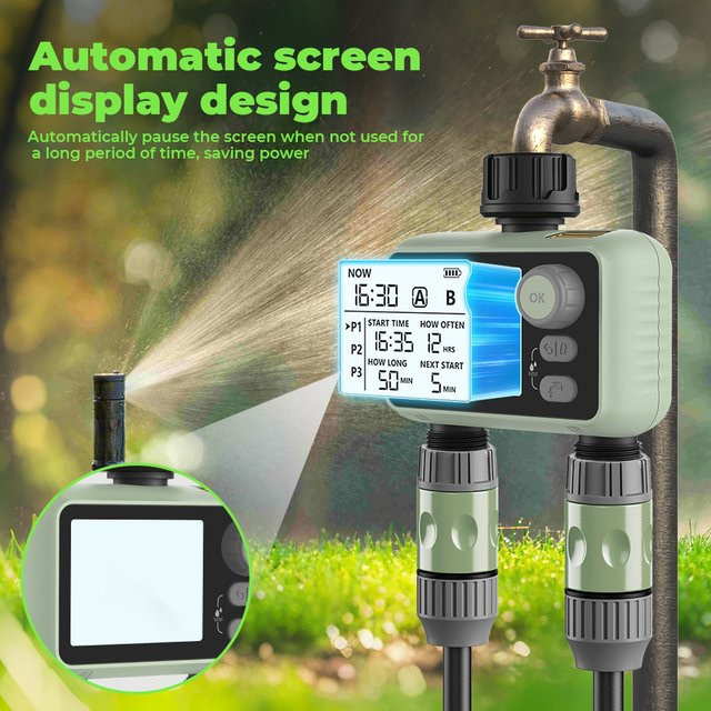 Eshico 2-Zonen Digitaler Bewässerungstimer mit LCD-Anzeige und Regensensor - Bild 1