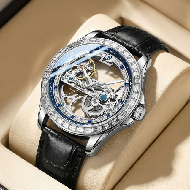 CAROTIF Armbanduhr, Automatik, Leder, Silber, Herren - Bild 1
