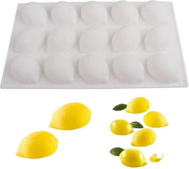 NeoVigor Silikon-Kuchenform in Zitronenform, lebensmittelechte Backform für Mousse und Backwaren, Weiß - Bild 1