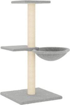 vidaXL Kratzbaum Hellgrau mit Höhle, Hängematte und Sisal-Kratzsäulen, Höhe: 72 cm, Breite: 44 cm, Tiefe: 44 cm - Bild 1