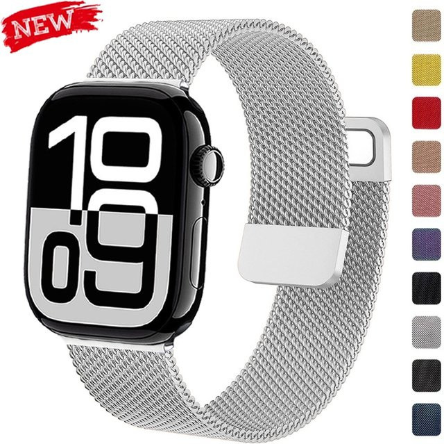 CAOWTAN Uhrenarmband Milanese Loop, Edelstahl, Silber, Unisex - Bild 1