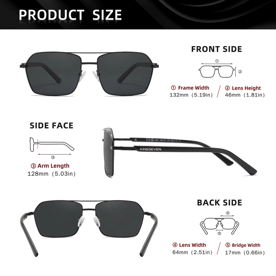 KINGSEVEN Sonnenbrille, Metall, Vollrand, Square, polarisiert, Herren - Bild 4
