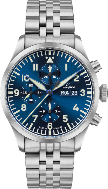 Laco Fliegeruhr, Automatik, Edelstahl, Blau, Saphirglas, 10 ATM - Bild 1