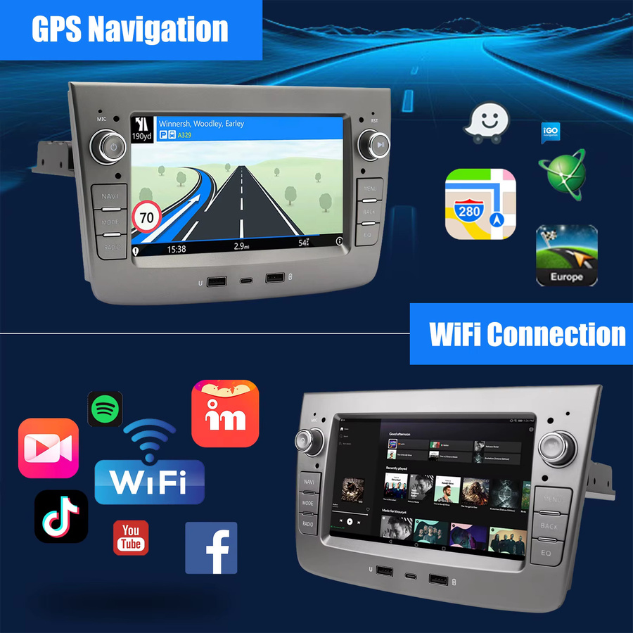 ESSGOO Android 15 Carplay und Android Auto Autoradio für Alfa Romeo Mito 08-19 mit 7 Zoll Display, 4GB RAM + 64GB Speicher, GPS, Bluetooth, WiFi und USB in Schwarz - Bild 4