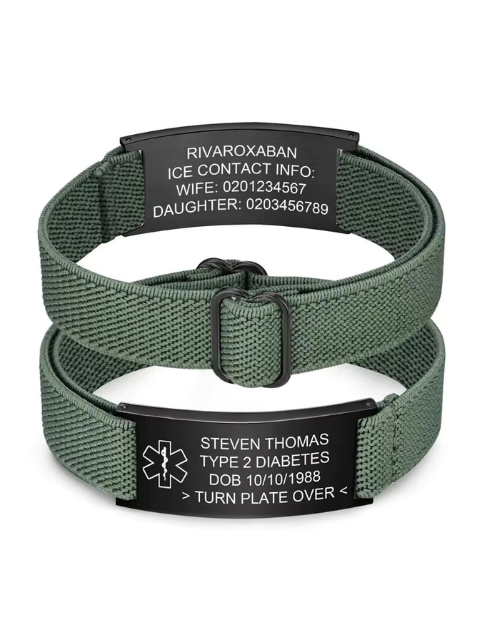 Medic Info medizinisches Alarm-Armband, Edelstahl, Schwarz, Herren - Bild 6