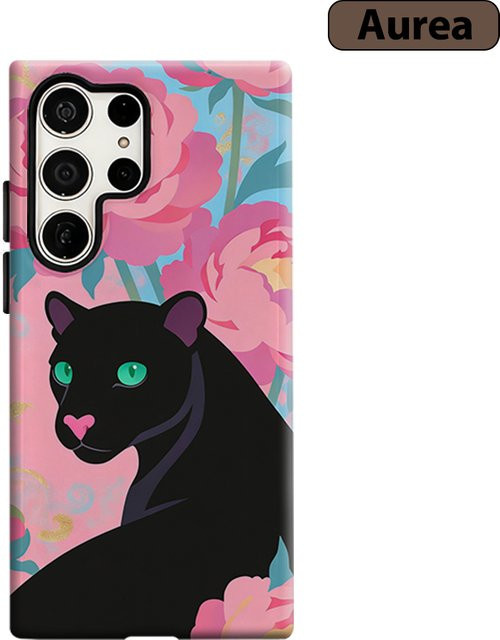 Black Panther Peony Handyhülle für Samsung Galaxy S26 S25 S24 S23 Ultra Plus, stoßfeste doppelschichtige robuste Rückseite, Mehrfarbig - Bild 1
