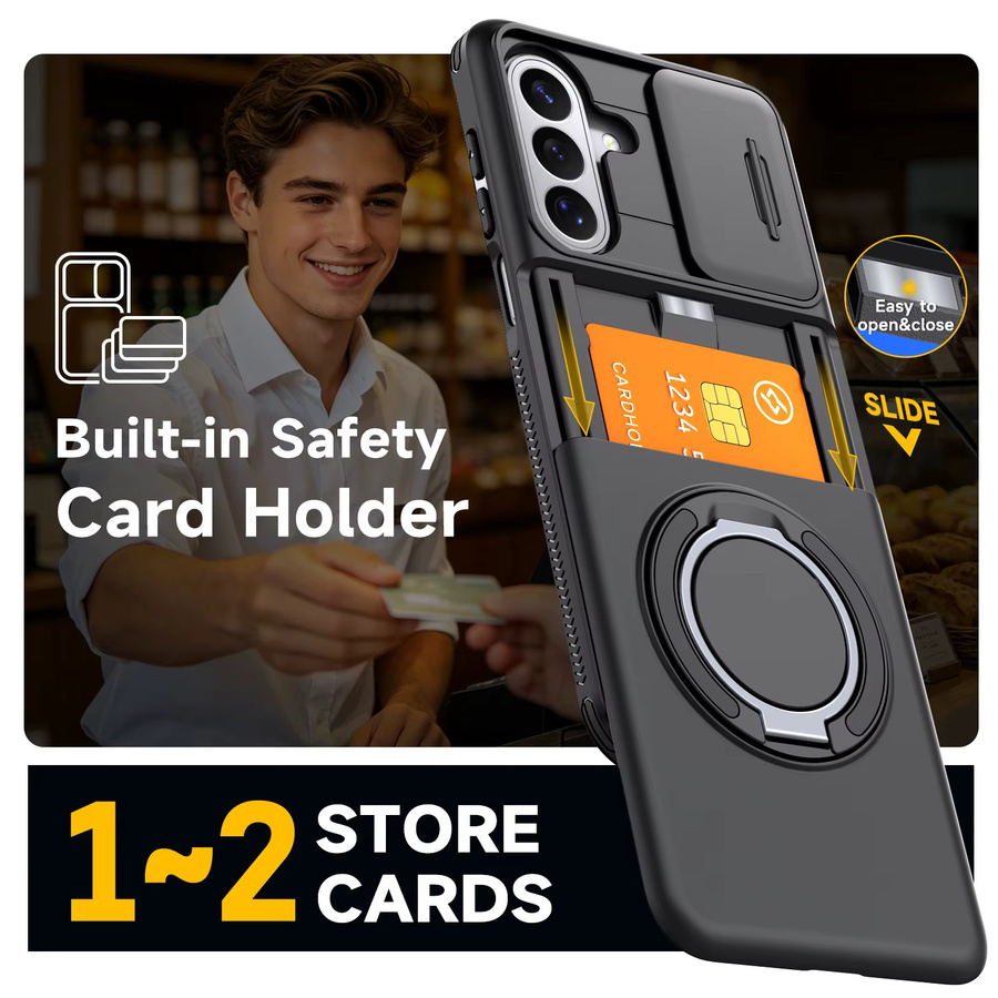 Magnetische Brieftaschenhülle für Samsung Galaxy S26 S25 Plus S24 Ultra A57 A37 A27 A17 A07 A56 A36 A16 A55 mit Schiebe-Kameraschutz in Lila - Bild 3