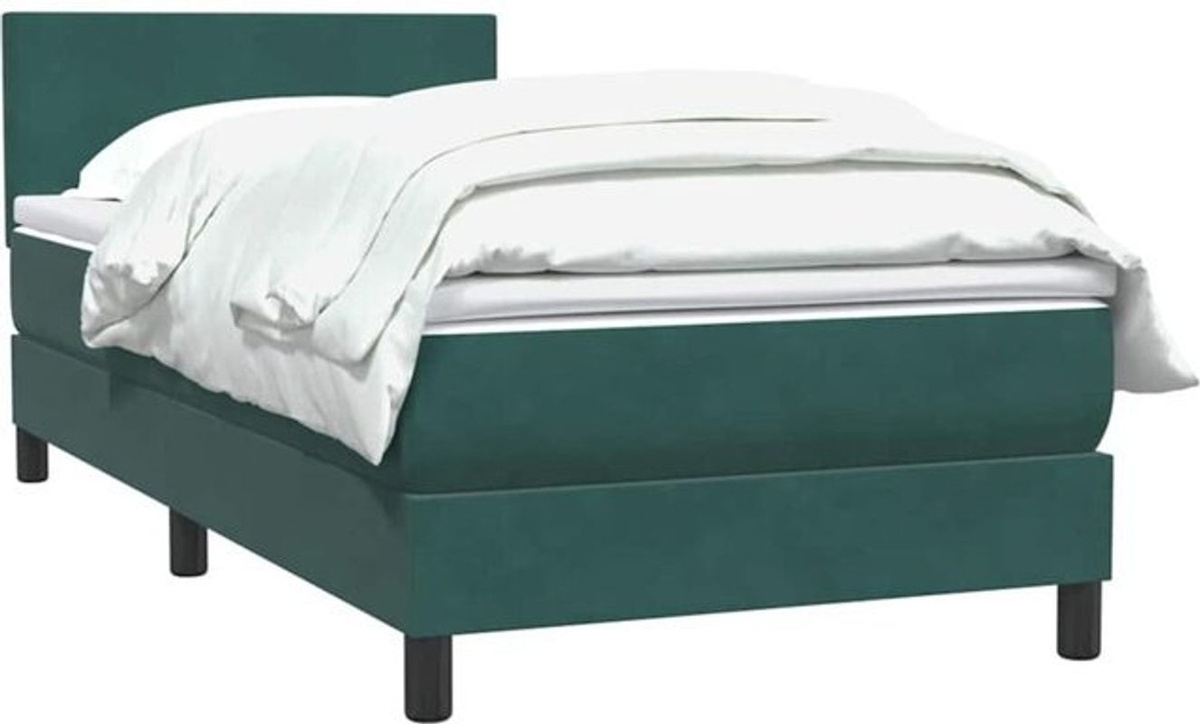 vidaxl Boxspringbett mit Matratze in Dunkelgrün aus Samt, B/T/H: 80 x 220 x 78 cm - Bild 1