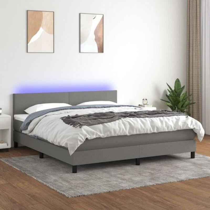 vidaxl Boxspringbett mit Matratze in Grau aus Stoff, B/B/H: 180 x 200 x 78 cm - Bild 1