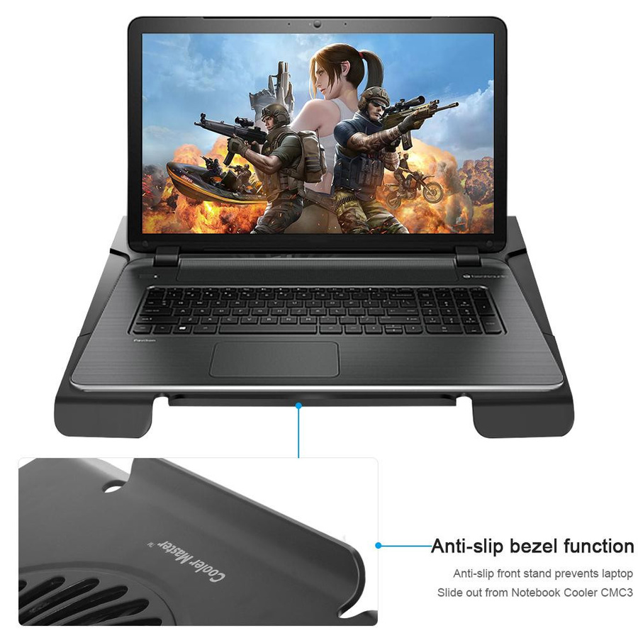 Cooler Master Notebook-Kühlerständer mit leisem Lüfter und 2 USB-Anschlüssen für bis zu 15,4 Zoll, Schwarz - Bild 2