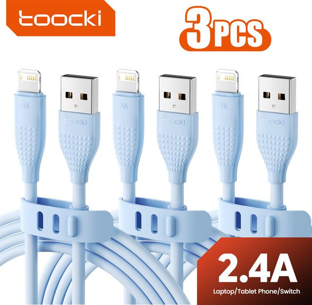 Toocki 3-teiliges Lightning-USB-Kabel Set für iPhone und iPad in Lila - Bild 1