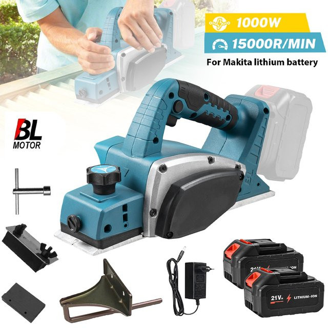 Makita Bürstenloser elektrischer Hobel in Blau, kabelloser Power-Hobel mit 15.000 U/min für Holzbearbeitung und DIY-Möbel - Bild 1