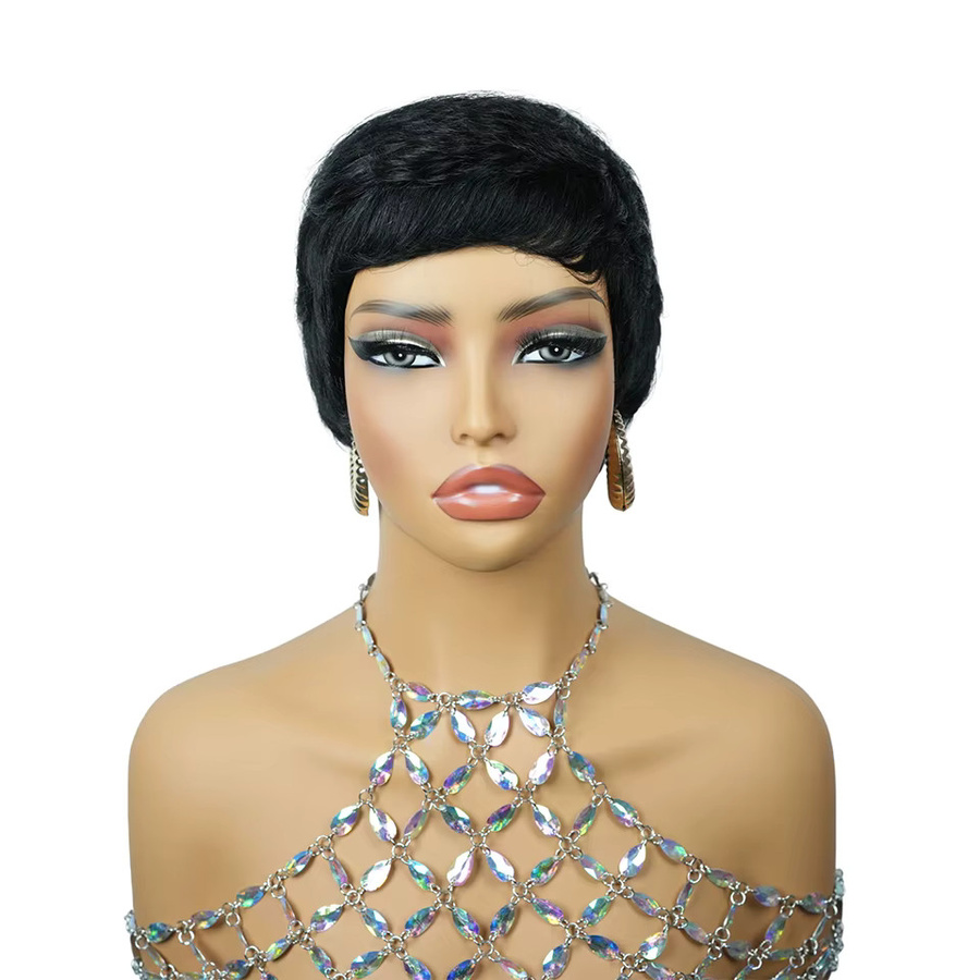 OYM HAIR Pixie-Schnitt-Perücke, Schwarz, Brasilianisches Echthaar, Damen - Bild 5
