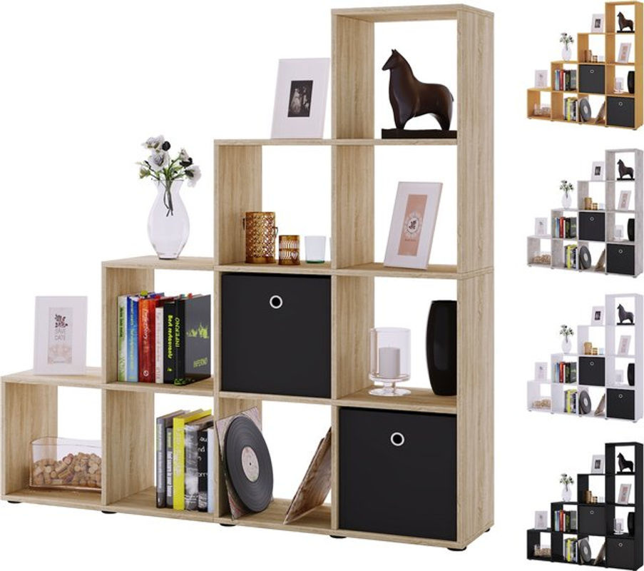VCM Holzregal Napoli in Braun mit Holzstruktur-Nachbildung, B/T/H: 143 x 29 x 139 cm - Bild 3