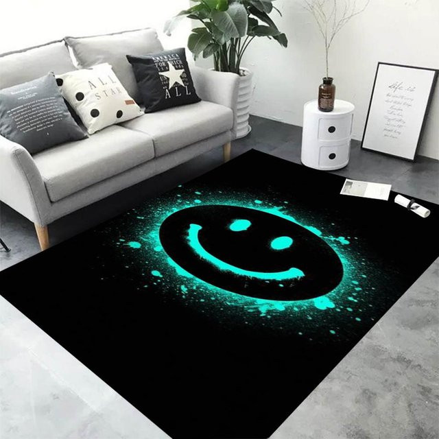 Rutschfester 3D Graffiti Smiley Gesicht Teppich von Wucifang Jewelry in Schwarz, B/T: 80 x 50 cm - Bild 1