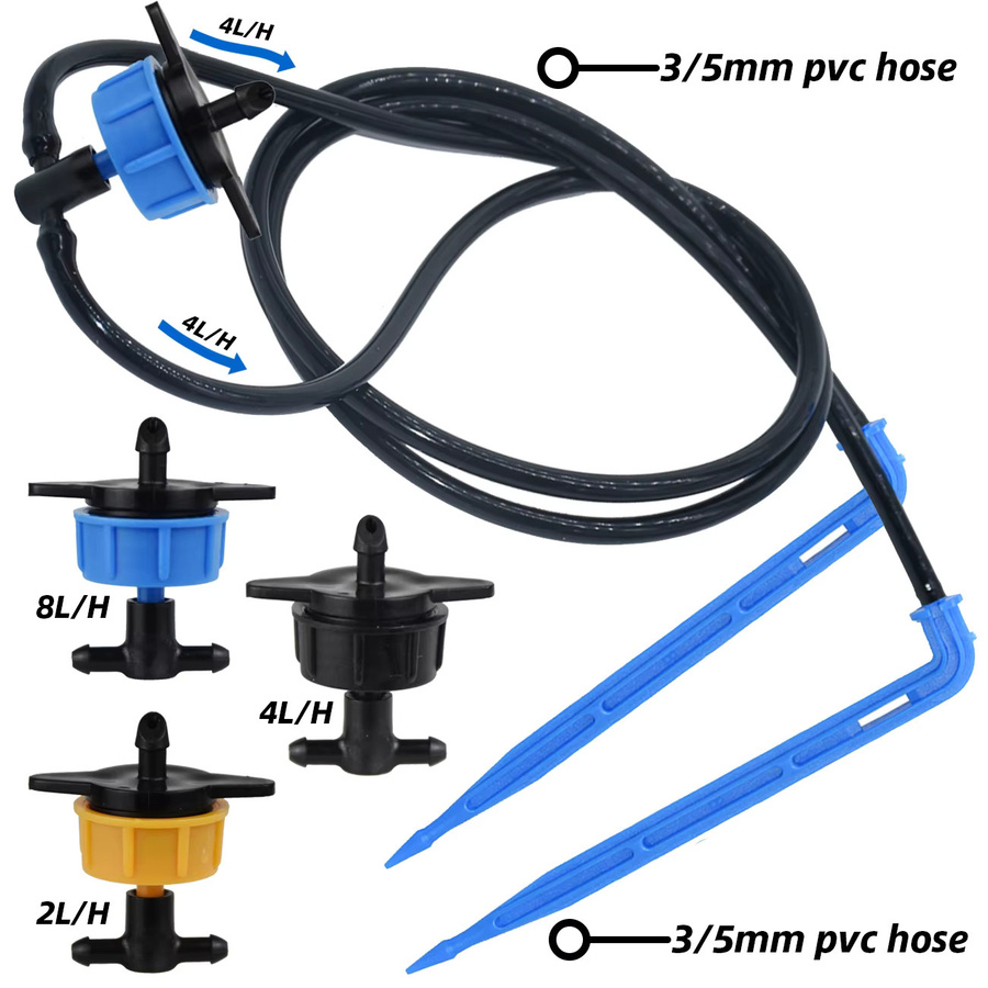 KESLA Tropfbewässerungsset mit 8 l Tropfpfeil, 3/5 mm Schlauch und 4-Wege sowie 2-Wege System in Blau - Bild 3