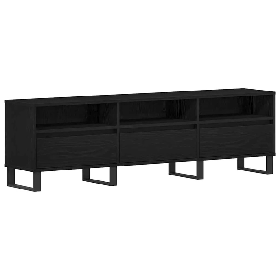 vidaXL TV-Schrank in Schwarz und Eichen-Optik, moderner Mediaschrank für dein Wohnzimmer, B/T/H: 150 x 30 x 44,5 cm - Bild 2