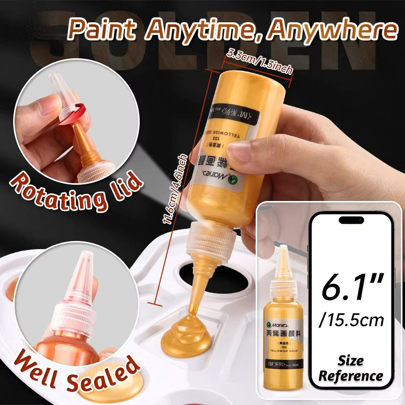 Marie's Metallic-Acrylfarbe Gold mit perlmuttartigen Pigmenten und goldenen Splittern, 50 ml - Bild 3