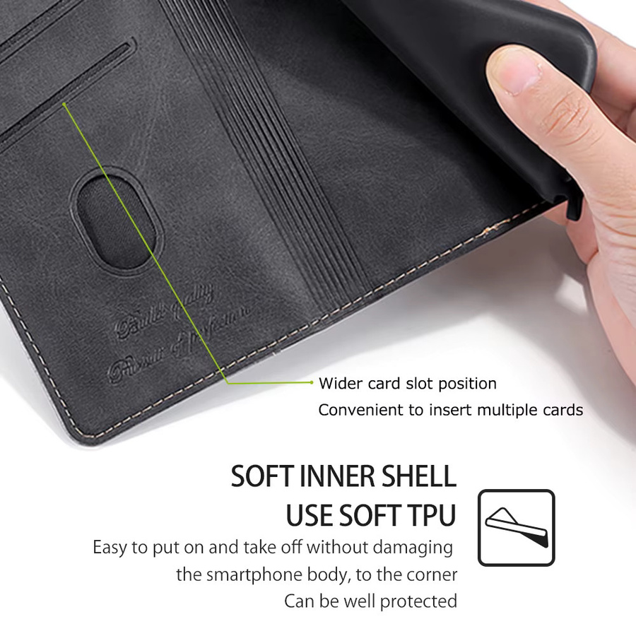 Luxus Flip Leder Handyhülle für Infinix Smart 10 10Plus 9 9HD 8 8Plus 8 Pro 7 4 in Weiß - Bild 4