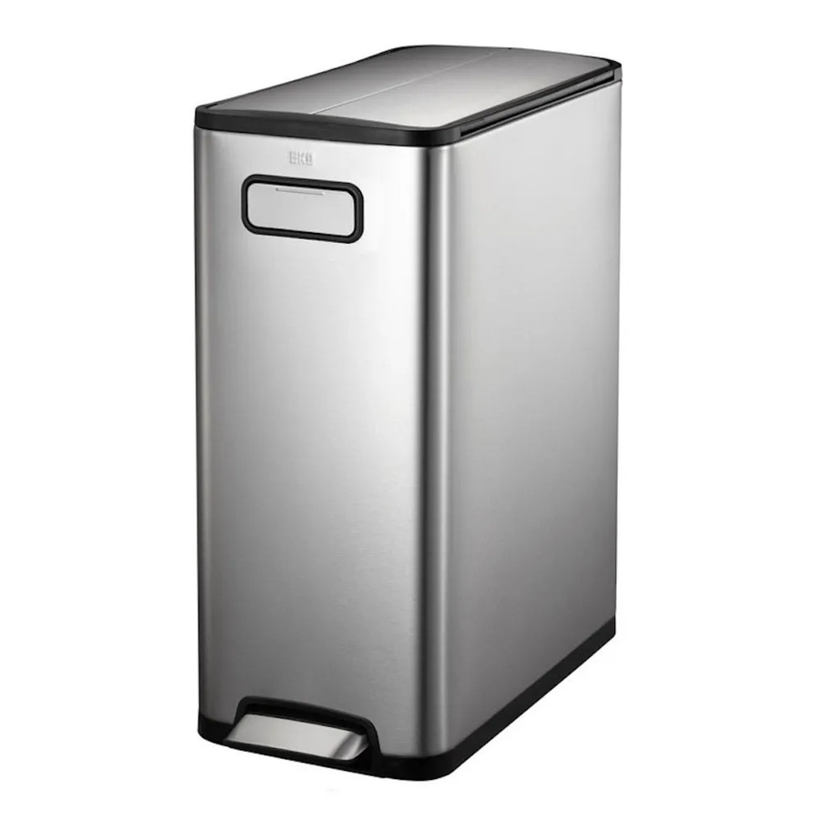 PROREGAL Treteimer aus gebürstetem Edelstahl zur Abfallscheidung, Silber, 30 Liter, H x B x T: 64,6 x 25,5 x 44,8 cm - Bild 2