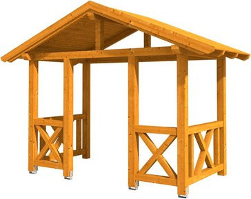 Skan Holz Vordach Stralsund 7 aus nordischer Fichte in Eiche hell braun, Breite: 360 cm, Tiefe: 187 cm - Bild 1