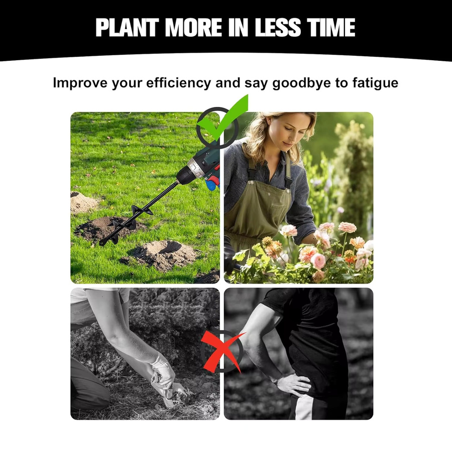 Goture Spiralbohrer Set aus Metall in Schwarz für Pflanzen und Blumen als Erdbohrer und Gartenbohrer-Werkzeug - Bild 5