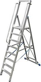 Krause Stufenstehleiter aus Aluminium in Silber mit 7 Stufen und Rollbarkeit - Bild 1