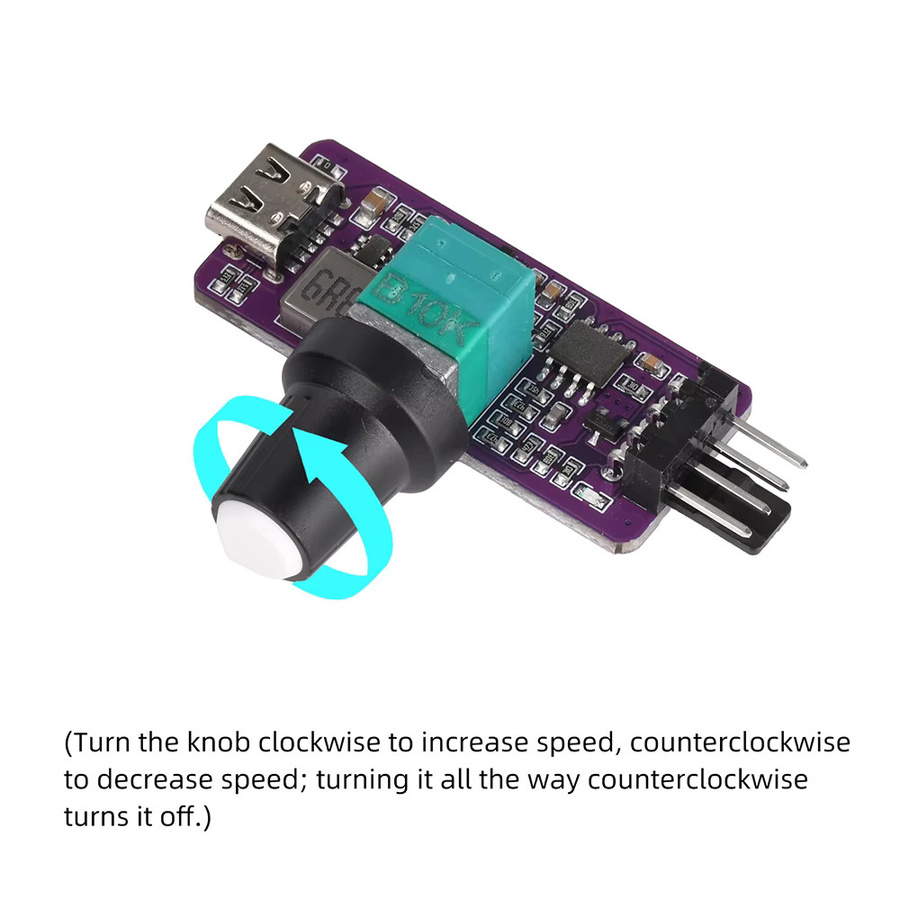 diymore PWM-Geschwindigkeitsregler 4-Pin Mini B3 Lüftersteuerung mit USB Typ C und Reglerschalter für DIY-Projekte in Multicolour - Bild 2