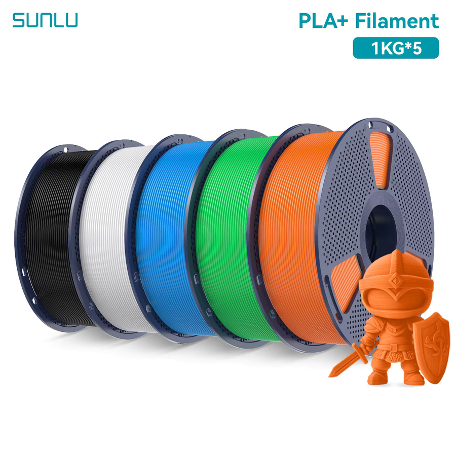 SUNLU PLA+ Filament 1,75 mm für FDM-Drucker, hohe Zähigkeit und Präzision ±0,02 mm, 5 kg (5 x 1 kg Spulen) - Bild 3