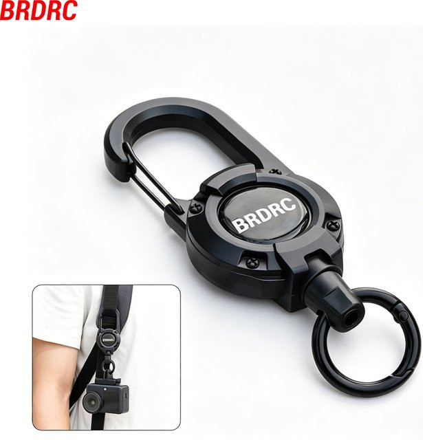 BRDRC Ausziehbare Halterungen für DJI Pocket 4 3 und Insta360 X5 X4 inklusive Lanyard-Rucksack-Schnallenhalterung und Outdoor-Kopfclip in Schwarz - Bild 1