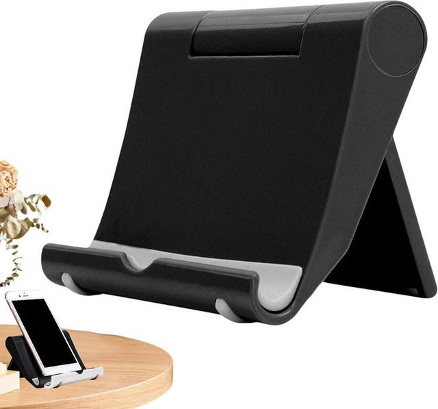 Faltbarer Mini-Handyständer und verstellbarer Tablet-Schreibtischhalter, Schwarz - Bild 1